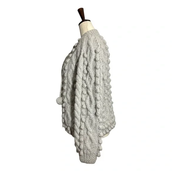 Dôen • Pomme Pom Pom Cardigan Sweater Moonstone Light Grey XS/S - Picture 3 of 10
